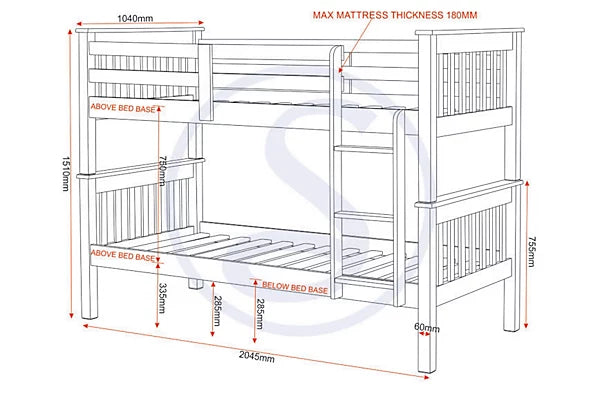 NEPTUNE 3' BUNK BED - WHITE