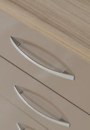 NEVADA 3 DRAWER BEDSIDE - OYSTER GLOSS/LIGHT OAK EFFECT VENEER