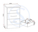 NEVADA 3 DRAWER BEDSIDE - WHITE GLOSS