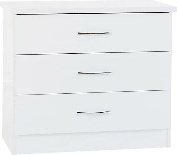 NEVADA 3 DRAWER CHEST - WHITE GLOSS