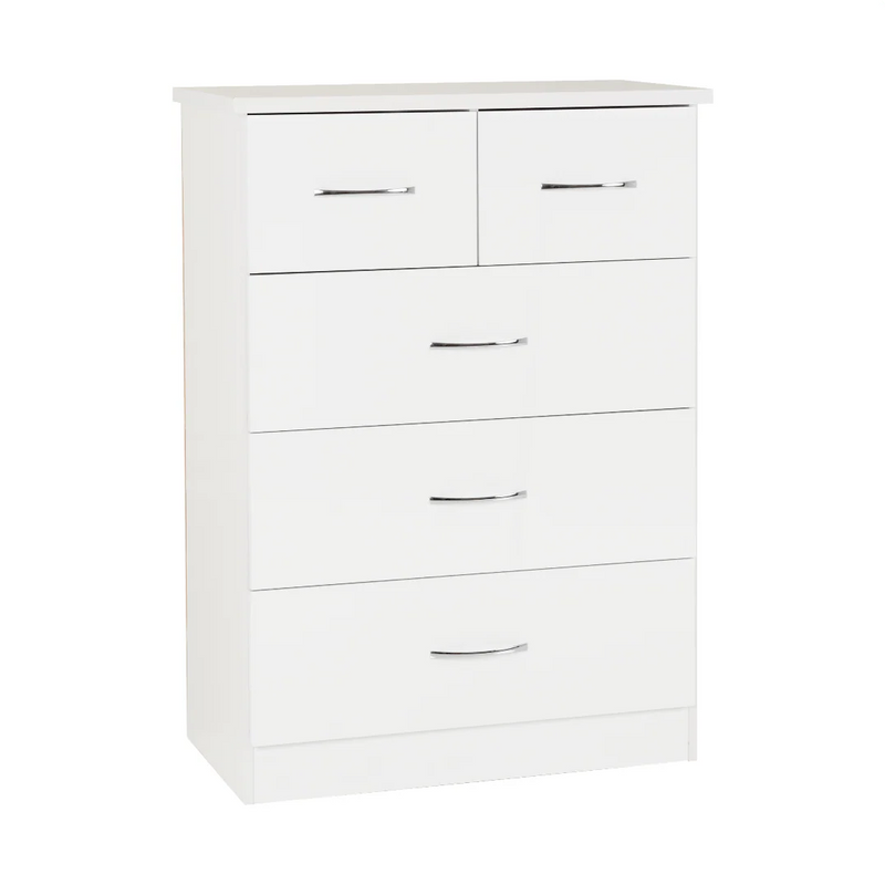 NEVADA 3+2 DRAWER CHEST - WHITE GLOSS