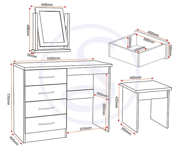 NEVADA DRESSING TABLE SET - WHITE GLOSS