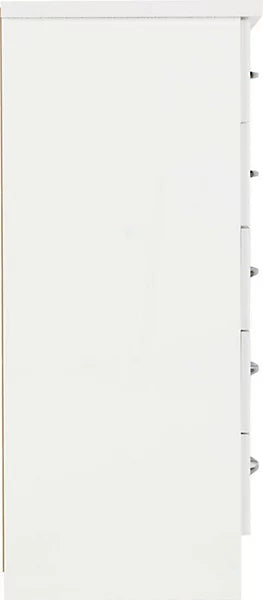 NEVADA 5 DRAWER NARROW CHEST - WHITE GLOSS