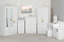 NEVADA 5 DRAWER NARROW CHEST - WHITE GLOSS