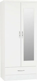 NEVADA MIRRORED 2 DOOR WARDROBE - WHITE GLOSS