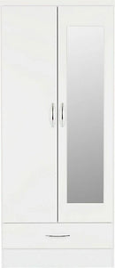 NEVADA MIRRORED 2 DOOR WARDROBE - WHITE GLOSS