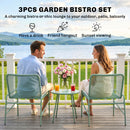Outsunny Rattan Bistro Set with 2 Chairs & Round Table for Patio, Green