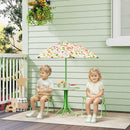 AIYAPLAY Kids Garden Table and Chair Set, Outdoor Patio Set w/ Parasol Green