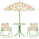 AIYAPLAY Kids Garden Table and Chair Set, Outdoor Patio Set w/ Parasol Green