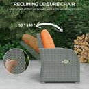 Outsunny 6pc Padded Outdoor Rattan Wicker 3-Seat Sofa Recliner Footstool Table