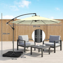 Outsunny 3(m) Banana Parasol Cantilever Umbrella Garden W/ Base Weights