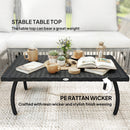 Outsunny 90 cm Rattan Garden Coffee Table Wicker Outdoor Table Furniture