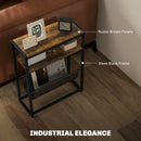HOMCOM Narrow Side Table, End Table with 3-Tier Storage for Living Room