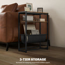 HOMCOM Narrow Side Table, End Table with 3-Tier Storage for Living Room