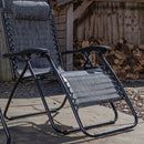 Set of 2 Multi Position Zero Gravity Relaxer Chair Sun Lounger in Mixed Grey