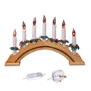 42cm Light up Wooden Arch Christmas Candle Bridge with 7 Flickering LED Candles
