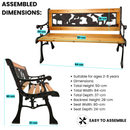 Kids 2 Seater Wooden & Cast Iron Garden Patio Childrens Bench with Animal Design