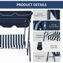 Outsunny 3-person Garden Swing Chair W/ Adjustable Canopy, Stripes