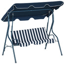 Outsunny 3-person Garden Swing Chair W/ Adjustable Canopy, Stripes