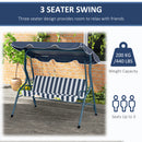 Outsunny 3-person Garden Swing Chair W/ Adjustable Canopy, Stripes