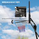 SPORTNOW 2.45-3.05m Portable Basketball Hoop And Stand With Wheels - Red/Black