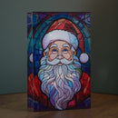 21cm Battery Operated Double Sided Stained Glass Santa Decoration with LEDs