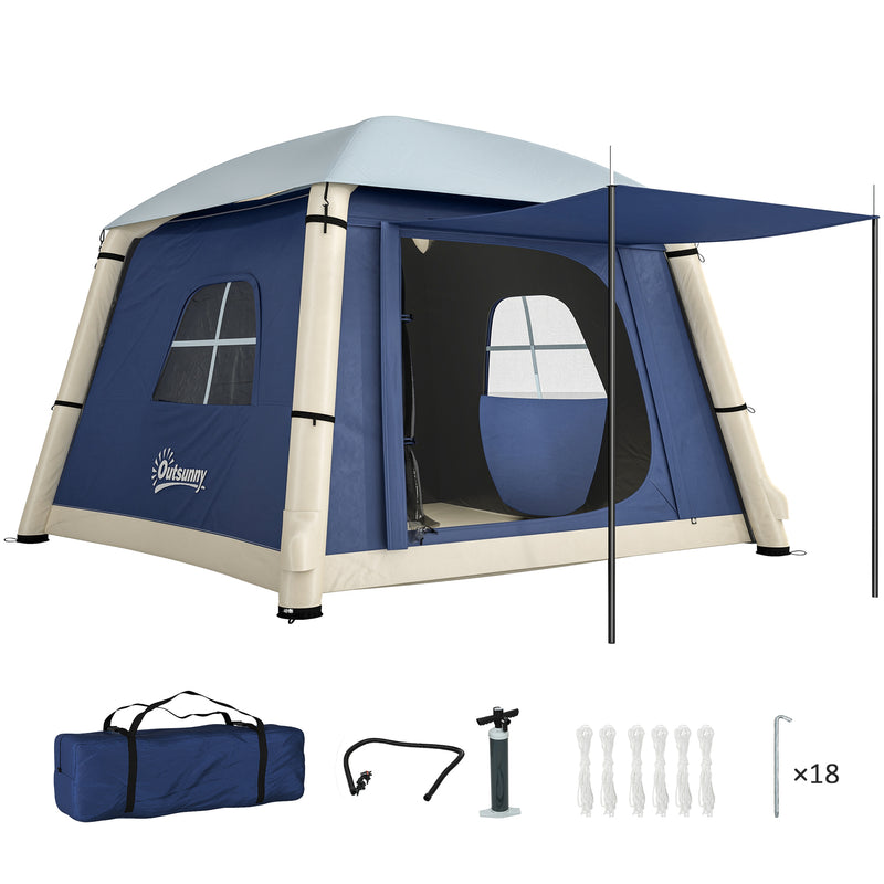 inflatable 2 person tent Outsunny Inflatable Camping Tent, 2 Man Tent, Dark Blue