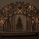 45cm Battery Operated White Wooden Snowflake Arch & Christmas Trees with 10 Warm White LEDs