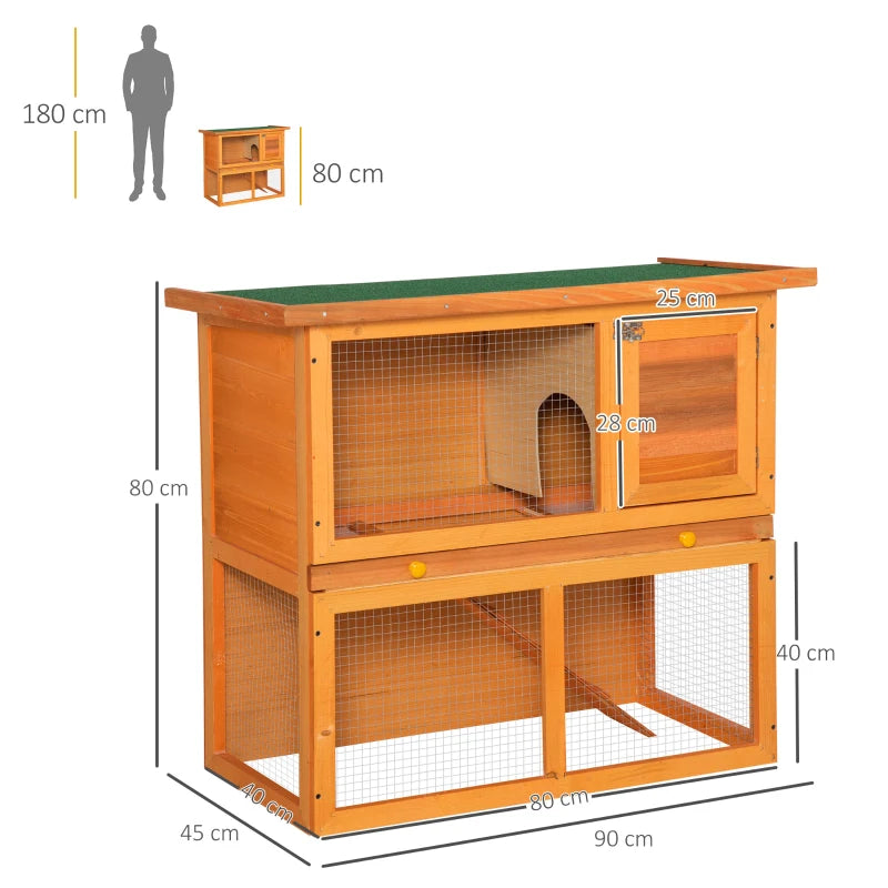 PawHut-2 Tier Rabbit Hutch