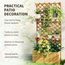 Outsunny Wooden Raised Planter with Trellis and 2 Shelves, Nature Wood