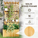 Outsunny Wooden Raised Planter with Trellis and 2 Shelves, Nature Wood