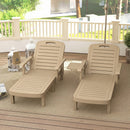 Outsunny Set of 2 Resin Reclining Sun Loungers for Garden, Khaki