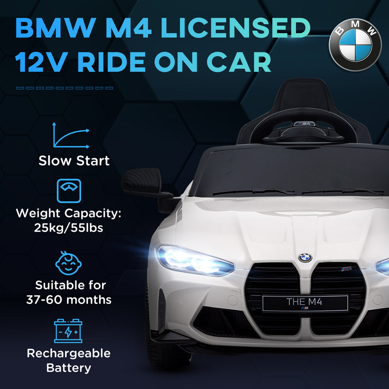 AIYAPLAY 12V Yellow BMW M4 Licensed Kids Electric Car w/ Remote, Suspension
