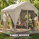 Outsunny 3 X 3 M Outdoor Patio Gazebo With Netting And Curtains, Khaki