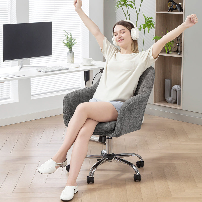 HOMCOM Modern Velvet Office Desk Chair for Bedroom, Living Room