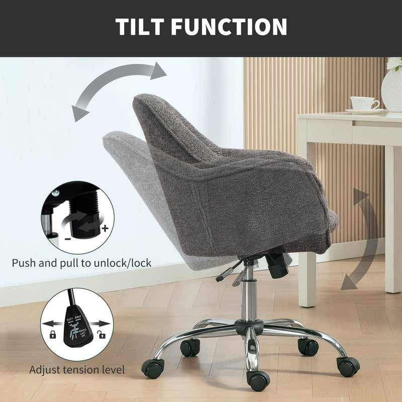 HOMCOM Modern Velvet Office Desk Chair for Bedroom, Living Room