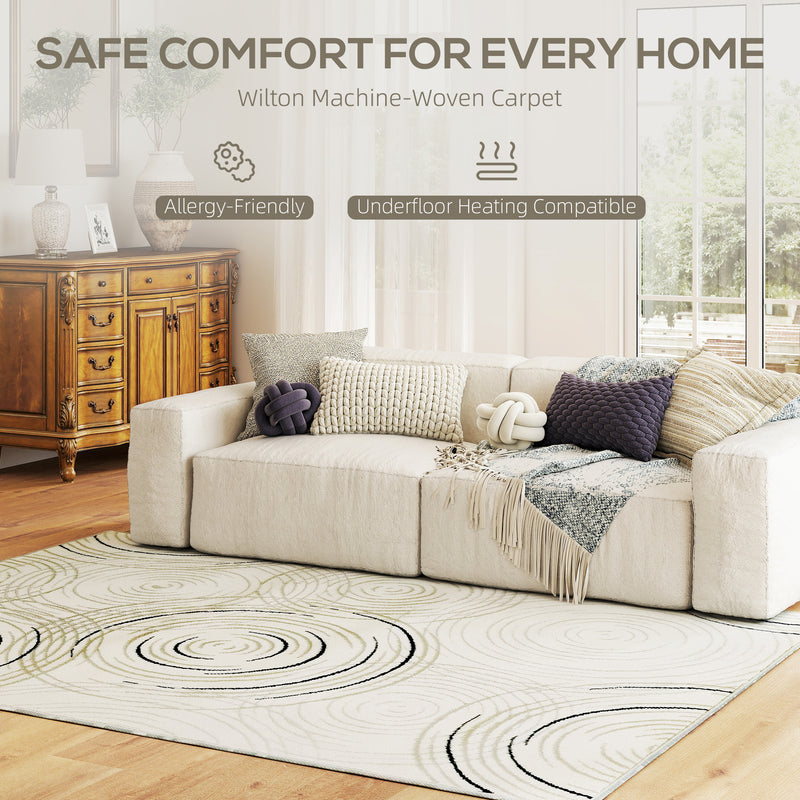 HOMCOM Machine Washable Rug, Allergy-Friendly Floor Carpet, Cream White