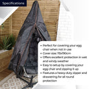Samuel Alexander 115x190cm Hanging Egg Chair Cover For Garden Swing Chair Hammock Garden Furniture Covers Waterproof For Standing Egg Chair Heavy Duty Zipper Balcony Furniture