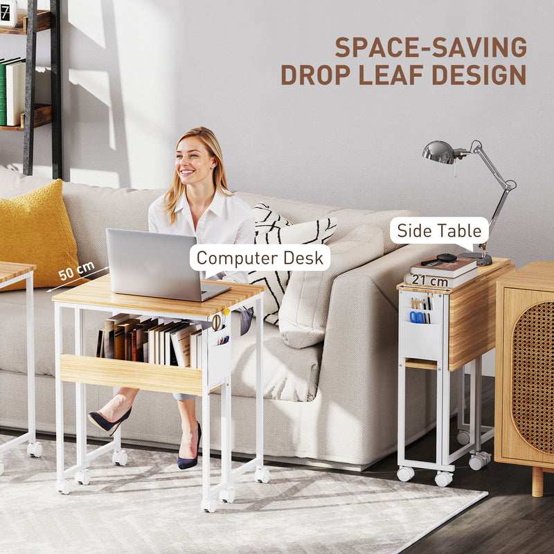 HOMCOM 63 Cm Foldable Computer Desk On Wheels For Small Spaces