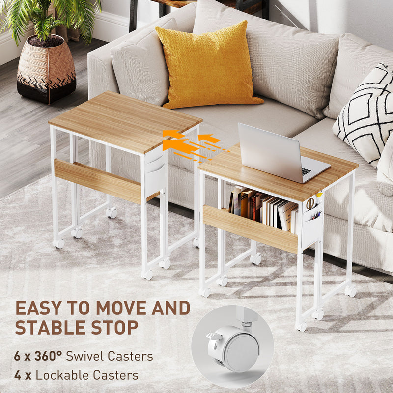 HOMCOM 63 Cm Foldable Computer Desk On Wheels For Small Spaces