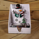 17 cm Snowman In A Top Hat And Scarf And Festive Christmas Tree Stocking Hanger In Colour