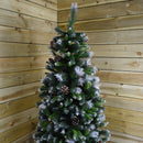 7ft (2.1m) Frosted Glacier Pine Snow Tipped Christmas Tree with Pinecones and 956 Tips