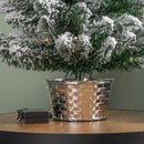 2ft (60cm) Battery Operated Snow Flocked Mini Christmas Tree in Silver Pot with Warm White LEDs