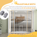 PawHut Extra Tall Dog Gate with Cat Door Auto Close for Stairs 74-101 cm Wide