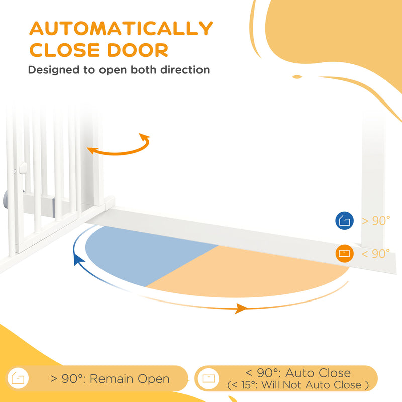 PawHut Extra Tall Dog Gate with Cat Door Auto Close for Stairs 74-101 cm Wide