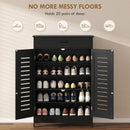 HOMCOM Modern Shoe Storage Cabinet with Louvered Doors and Drawer, Black