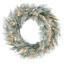 HOMCOM 60 Cm Prelit Christmas Wreath, Flocked Front Door Wreath With Timer