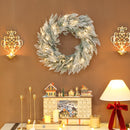 HOMCOM 60 Cm Prelit Christmas Wreath, Flocked Front Door Wreath With Timer
