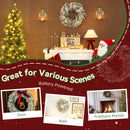 HOMCOM 60 Cm Prelit Christmas Wreath, Flocked Front Door Wreath With Timer