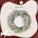 HOMCOM 60 Cm Prelit Christmas Wreath, Flocked Front Door Wreath With Timer
